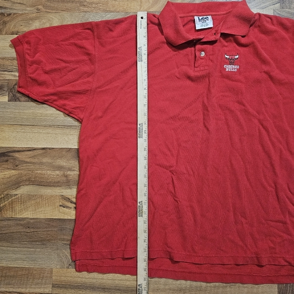 Vintage NBA Chicago Bulls Lee Sport Polo Shirt Mens Size XXL Red Short Sleeve - Picture 7 of 9